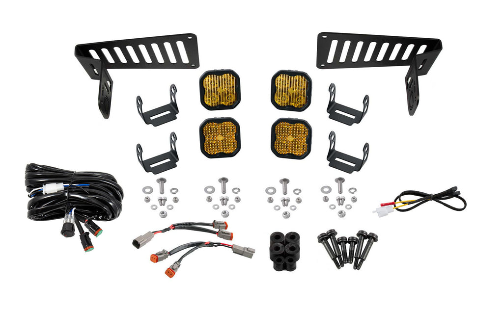SS3 Cowl LED Bracket Kit For 2018-2026 Jeep Jl Wrangler Gladiator Yellow Sport