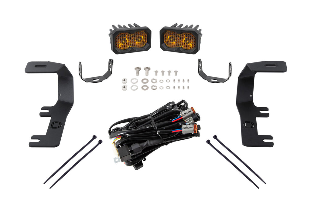 C2 2 0 LED Ditch Light Kit For 2014-2019 Silverado Sierra Sport Yellow Combo