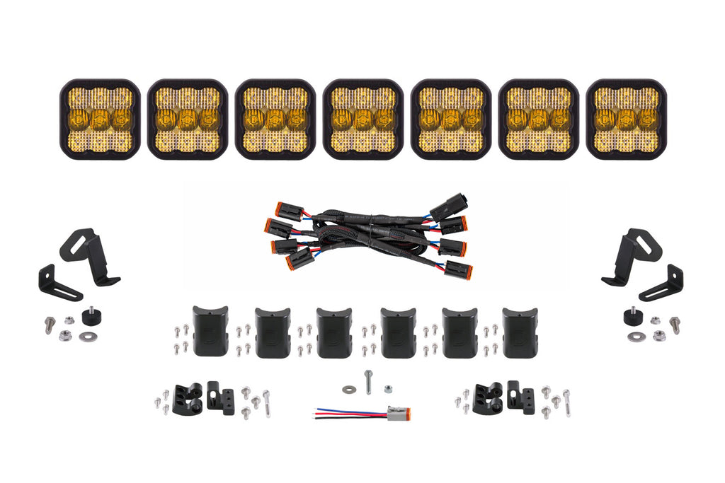 SS5 Sport Universal Crosslink 7 Pod Lightbar Yellow Combo