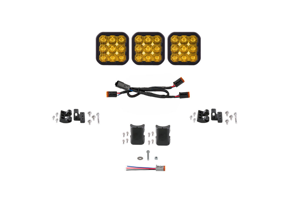 SS5 Pro Universal Crosslink 3 Pod Lightbar Yellow Driving