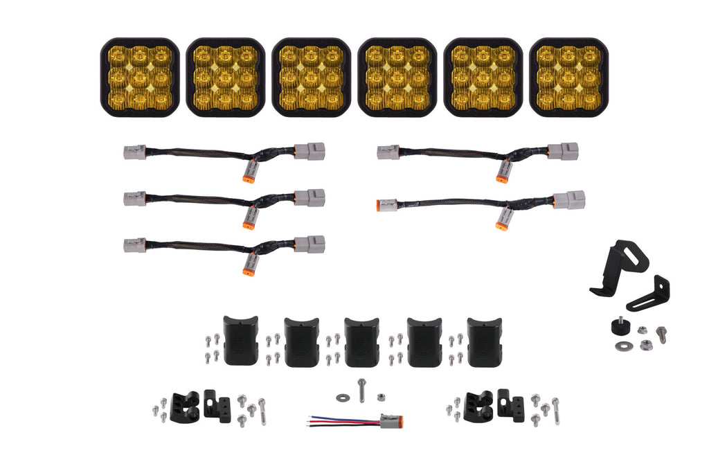SS5 Pro Universal Crosslink 6 Pod Lightbar Yellow Driving