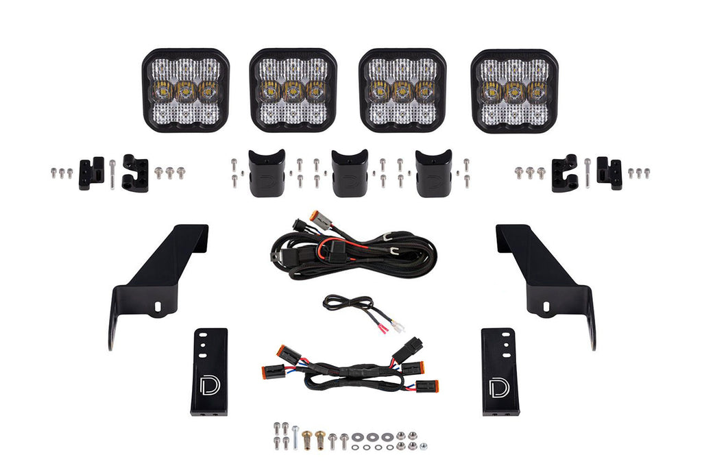 Jeep Jl SS5 4 Pod Crosslink Grille Lightbar Kit Pro White Combo