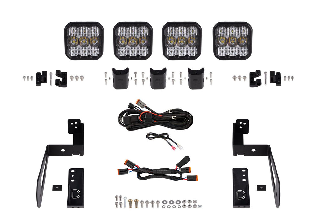 2018-2018 Jeep Wrangler JK Light Bar Mounting Kit JK SS5 4-Pod CrossLink Grille Lightbar Kit Pro White Combo