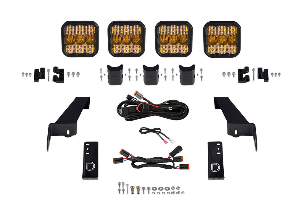2018-2018 Jeep Wrangler JK Light Bar Mounting Kit Jeep JK SS5 4-Pod CrossLink Grille Lightbar Kit Pro Yellow Combo