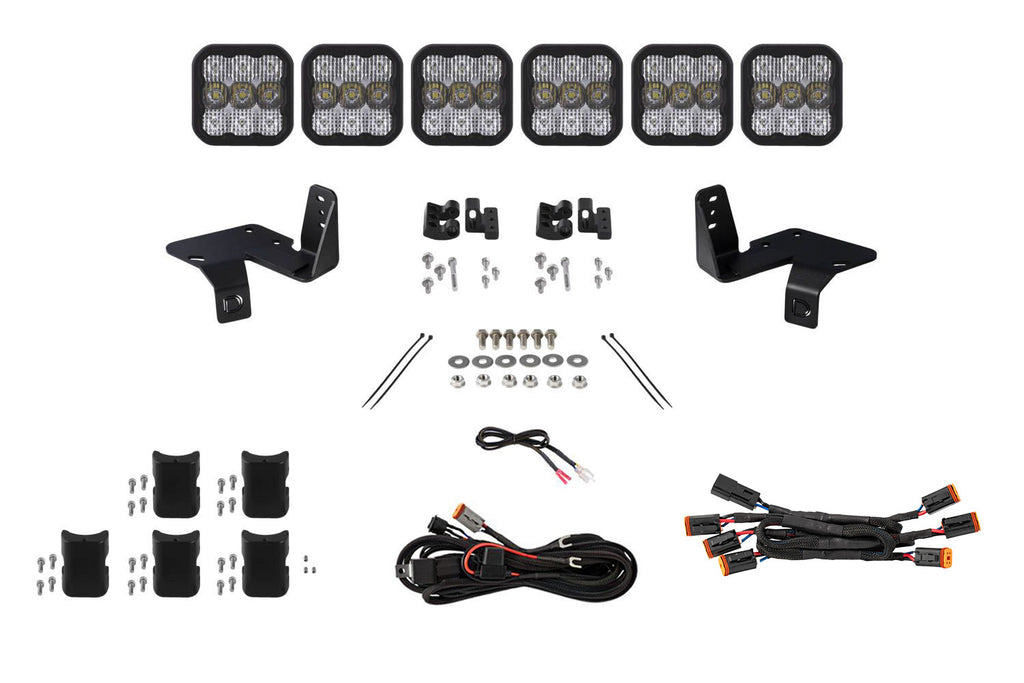 2020-2022 Ford F-450 Super Duty Off-Road Light SS5 6-Pod CrossLink Grille Lightbar Kit