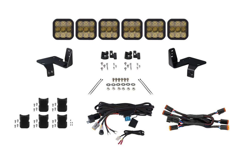SS5 6 Pod Crosslink Grille Lightbar Kit For 2020-2022 Super Duty Pro Yellow Combo