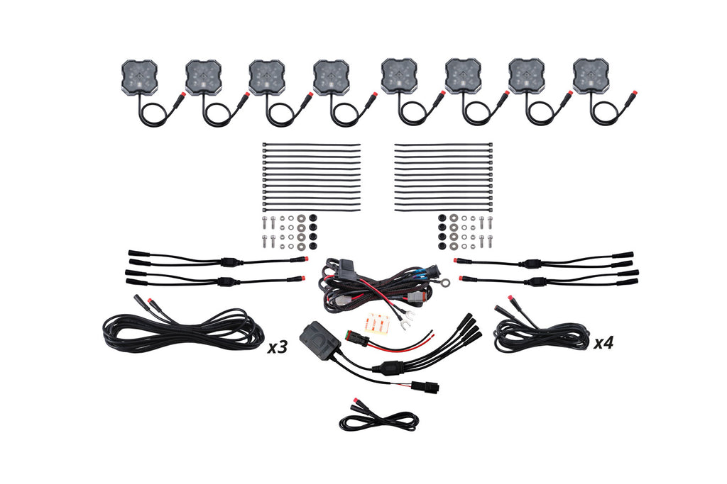 2024-2026 Toyota Tacoma Off-Road Light RGBW Rock Light Installer Kit w/Controller (8-pack)