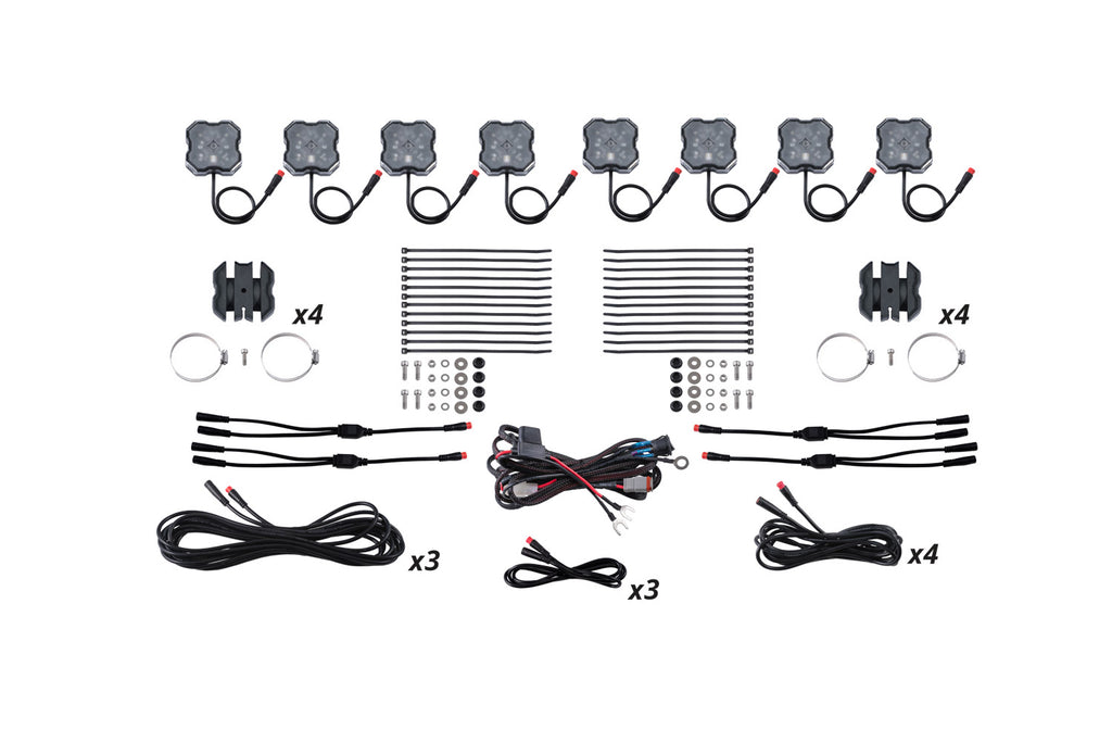 Stage Series Sxs Rock Light Installer Kit RGBW M8 8 Pack