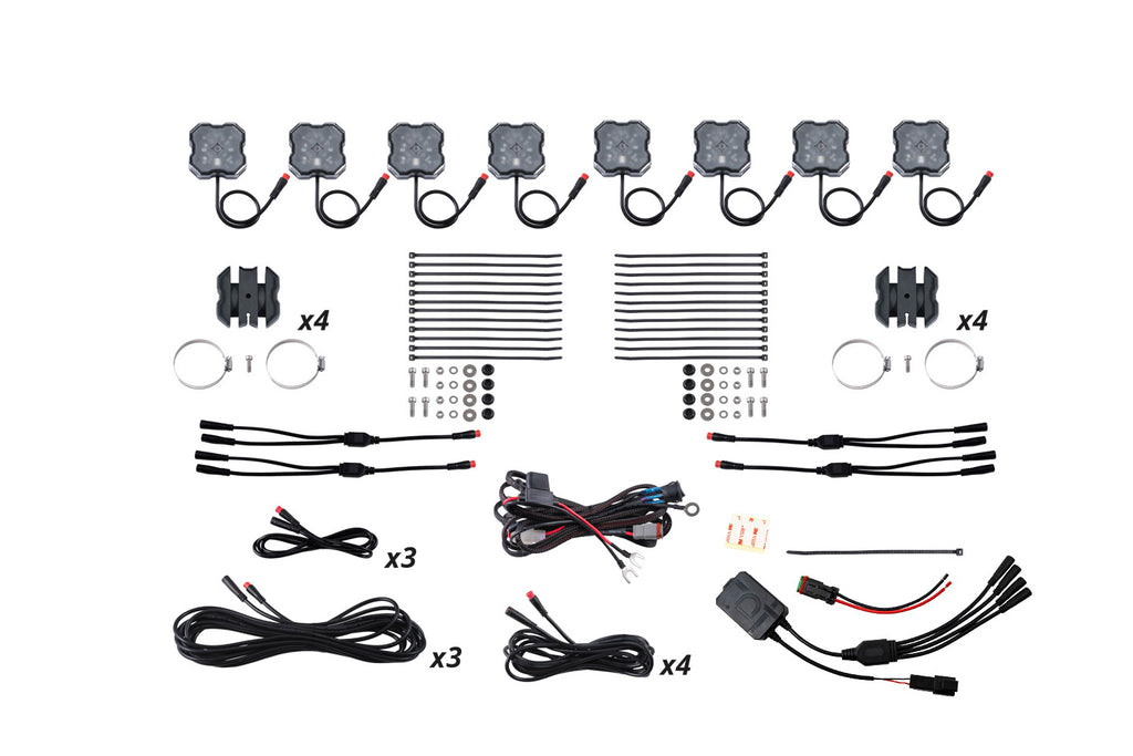 Stage Series Sxs Rock Light Installer Kit RGBW M8 W Controller 8 Pack