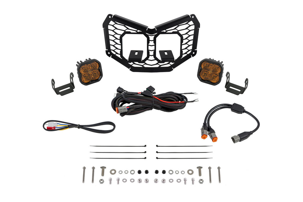 Stage Series LED Grille Kit For 2017-2025 Can Am Maverick X3 Sport Yellow Combo