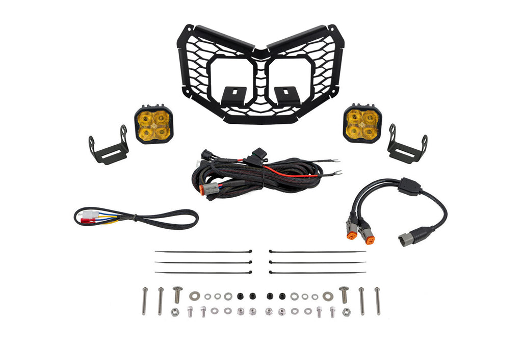 Stage Series LED Grille Kit For 2017-2025 Can Am Maverick X3 Pro Yellow Fog