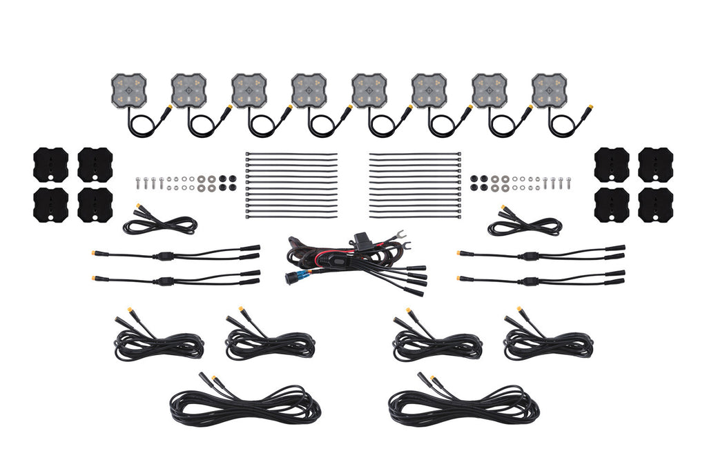 Rock Light Amber White M8 Magnet 8 Pack