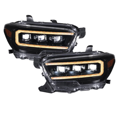 2016-2022 Toyota Tacoma Sequential LED Projector Headlights (Amber DRL) (pair)