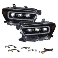 2016-2023 Toyota Tacoma LED Projector Headlights with Selectable DRL Chrome (pair)