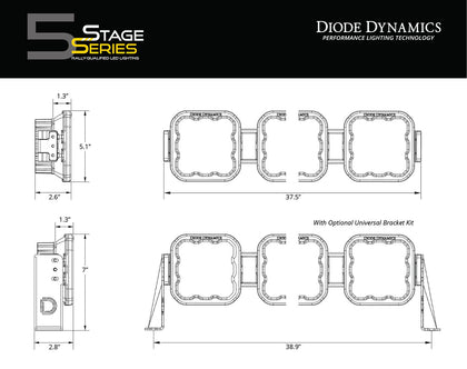 SS5 Pro Universal Crosslink 6 Pod Lightbar Yellow Driving