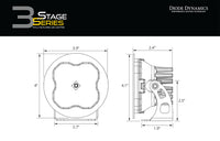 SS3 Sport ABL White SAE Driving Round No Brackets (pair)