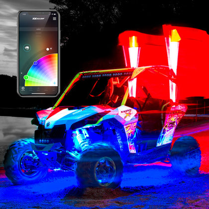 XK Glow XKchrome Advanced App Control LED Whip Light Kit for 4x4 Offroad UTV ATV 2x 48In 2nd Gen