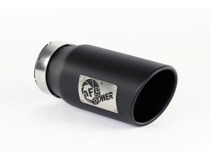 aFe Power Diesel Exhaust Tip Black- 4 in In x 5 out X 12 in Long Bolt On (Right)