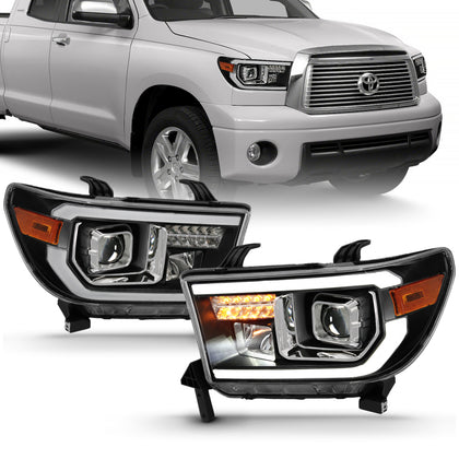ANZO 2007-2014 Toyota Tundra Projector Light Bar H.L Black Amber(Led High Beam) (Halogen Version)