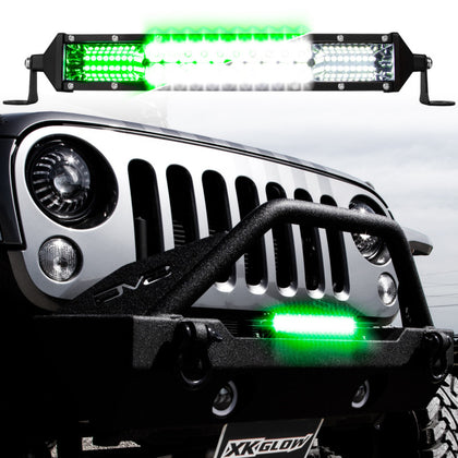 XK Glow 2-in-1 LED Light Bar w/ White and Hunting Green Flood and Spot Work Light 30In