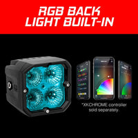 XK Glow XKchrome 20w LED Cube Light w/ RGB Accent Light Kit w/ Controller- Driving Beam 2pc