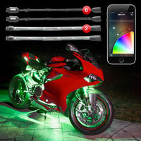 XK Glow Strip Million Color XKCHROME Smartphone App ATV/Motorcycle LED Light Kit 6xPod + 2x10In