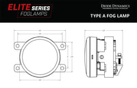 Elite Series Fog Lamps for 2013-2015 Honda Accord Pair Yellow 3000K Diode Dynamics