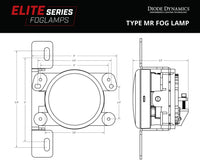Elite Series Type MR Fog Lamps, White Pair Diode Dynamics