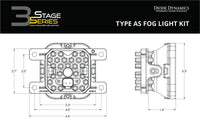 SS3 Type AS LED Fog Light Kit Sport Yellow SAE Fog 19-21 Ford Ranger Diode Dynamics