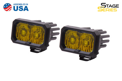 Stage Series C2 2 Inch LED Pod Sport Yellow Driving Standard ABL Pair Diode Dynamics