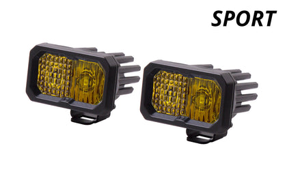 Stage Series C2 2 Inch LED Pod Sport Yellow Flood Standard ABL Pair Diode Dynamics