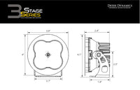 SS3 LED Pod Max Yellow SAE Fog Round Sngle Diode Dynamics