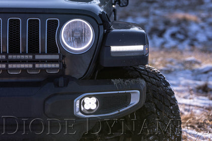 SS3 LED Fog Light Kit for 2018-2021 Jeep JL Wrangler White SAE/DOT Driving Sport w/ Backlight Type M Bracket Kit Diode Dynamics