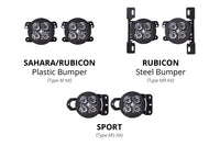 SS3 LED Fog Light Kit for 2018-2021 Jeep JL Wrangler Yellow SAE Fog Max w/ Backlight Type MS Bracket Kit Diode Dynamics