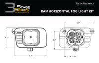 SS3 LED Fog Light Kit for 2009-2012 Ram 1500 White SAE/DOT Driving Sport w/ Backlight Diode Dynamics