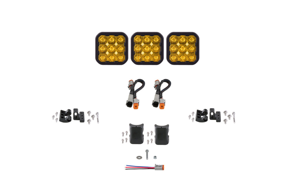 SS5 Pro Universal CrossLink 3-Pod Lightbar Yellow Driving