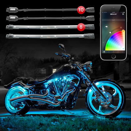 XK Glow Strip Million Color XKCHROME Smartphone App ATV/Motorcycle LED Light Kit 10XPod + 8X10In