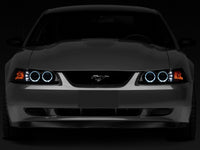 Raxiom 99-04 Ford Mustang Dual LED Halo Projector Headlights- Black Housing (Smoked Lens)