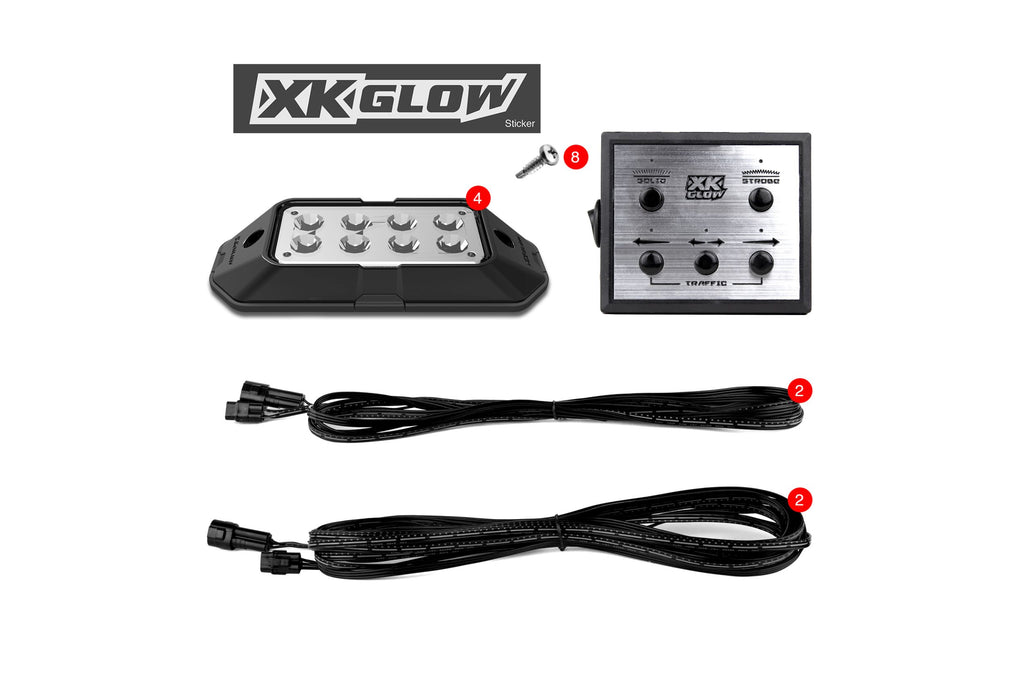 XKGlow Strobe Light Kit: 8x Pods / White