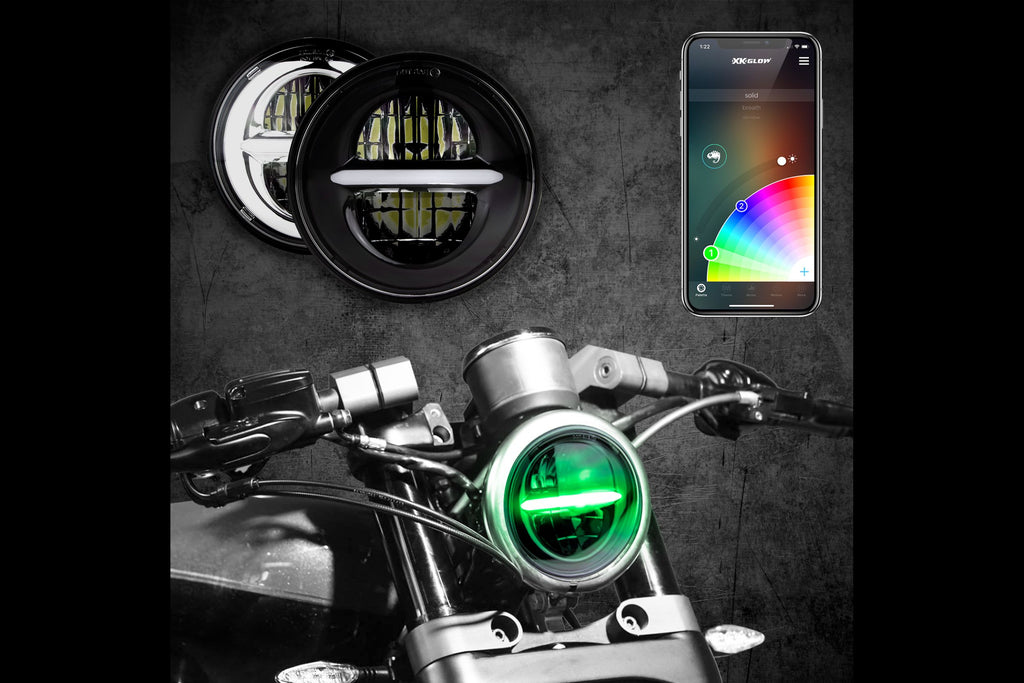 XKChrome RGB LED 5.75in Headlight Kit: Black w/o Controller