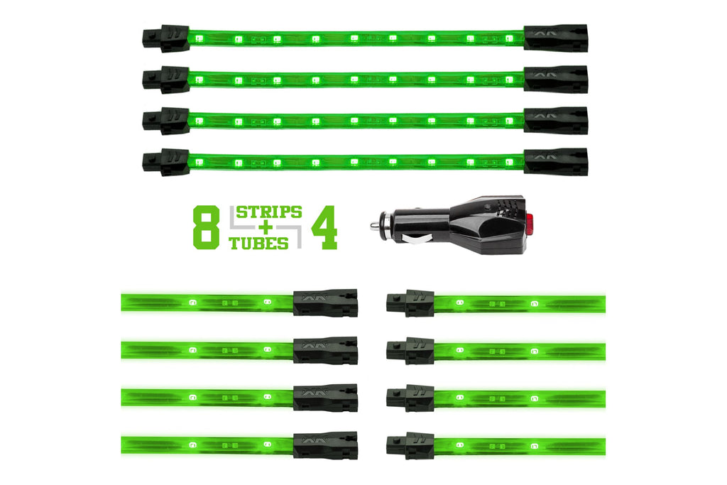XKGlow Underglow Light Kit: Green / 4x 8in Tubes