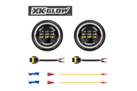 XKGlow Motorcycle Driving Lights: Chrome w/ Amber Halo