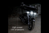XKGlow Motorcycle Driving Lights: Black w/ Amber Halo